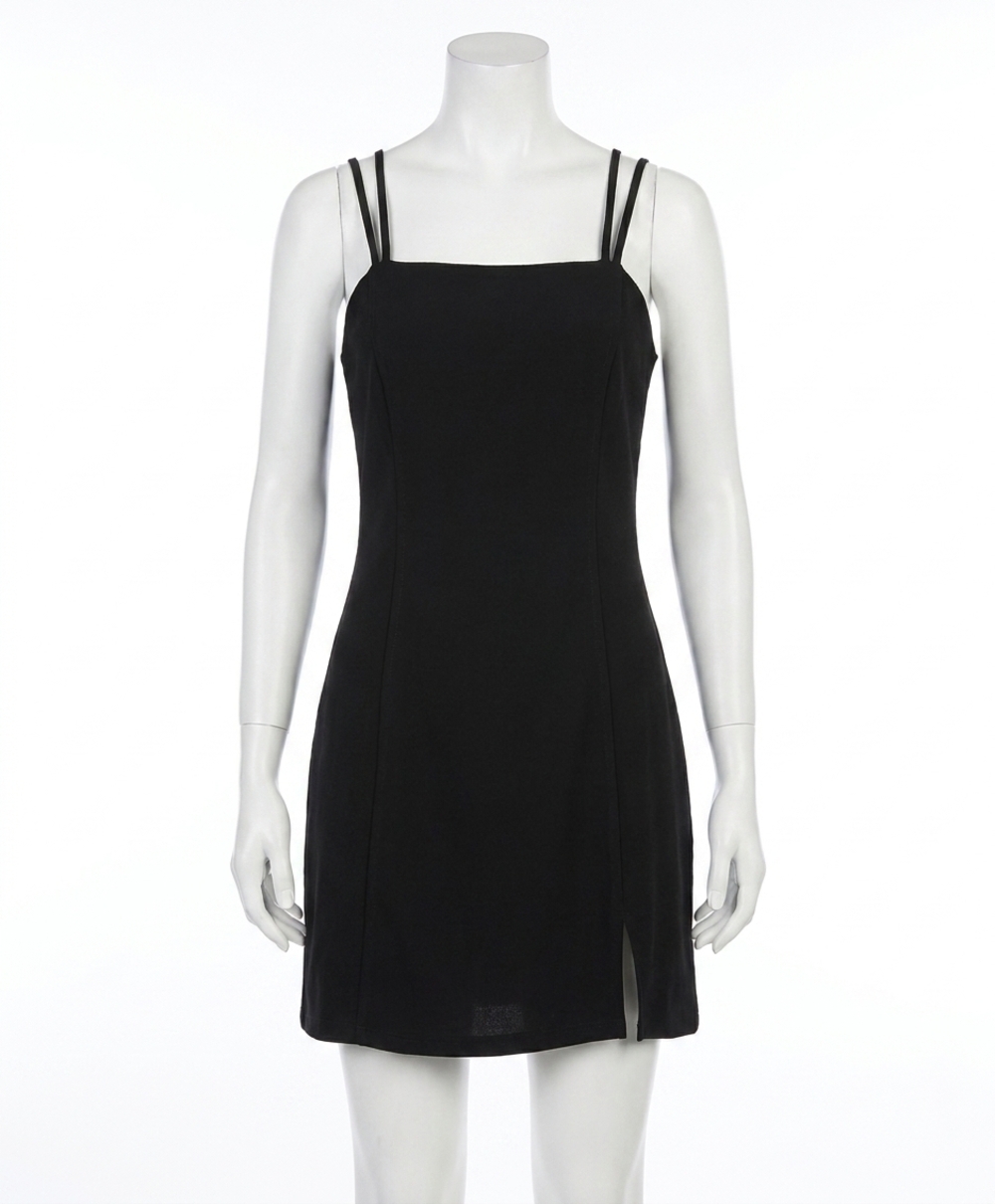 NEW SHE + SKY strappy back detail mini dress in black